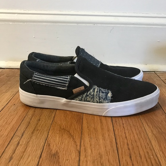 vans denim patchwork slip on